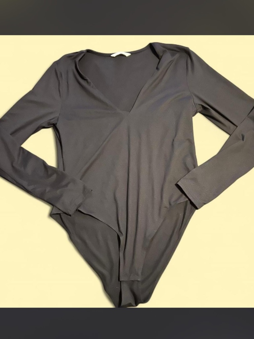 H&M Black Long-Sleeve V-Neck Bodysuit